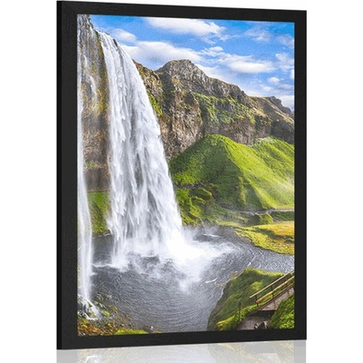 Plakát vodopád Seljalandsfoss - 20x30 black