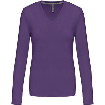 Kariban v-neck k382 / Дамска тениска с дълъг ръкав - лилава m (20k38235002)