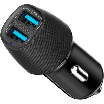 Promate Зарядно за кола с два USB изхода за мобилни устройства - Promate VolTrip-Duo Car Charger Dual USB 3.4A (черен)