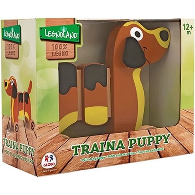 Globo Дървена играчка за дърпане Globo Legnoland - Куче, кафяво (37919)