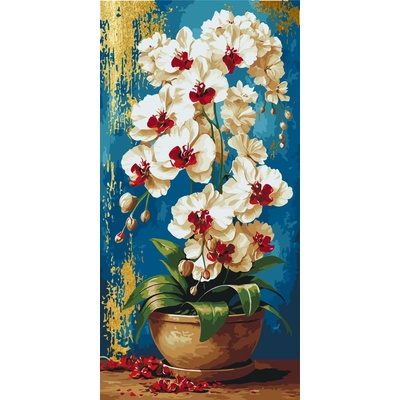 Origami Malování podle čísel na rámu 40 x 80 cm Královské orchideje Květiny s metalickými barvami LW 5217