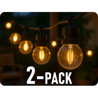 V-TAC LED světelný řetěz, 5m, 10x0.4W, 550lm, IP44, 3000K/2-PACK!