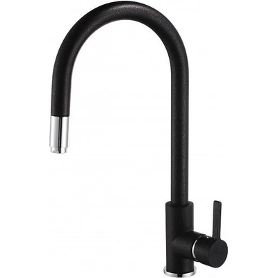 Inter Ceramic Стоящ смесител за кухня, Inter Ceramic, ICF 263006 BLACK, с изтеглящ се душ (263006 BLACK)