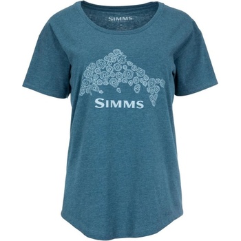 Simms Wms Dámske Tričko Floral Trout T-Shirt Steel Blue Heather
