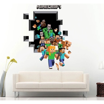 Živá Zeď Samolepka Minecraft díra 85 x 60 cm – Zboží Dáma