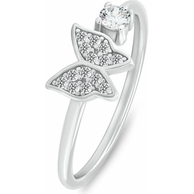 Brilio Silver strieborný prsteň s čírymi zirkónmi Motýľ RI142W