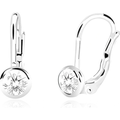 Duppi dámske náušnice okrúhle DU 32036 z bieleho zlata s kamienkami bielymi zapínanie klapka