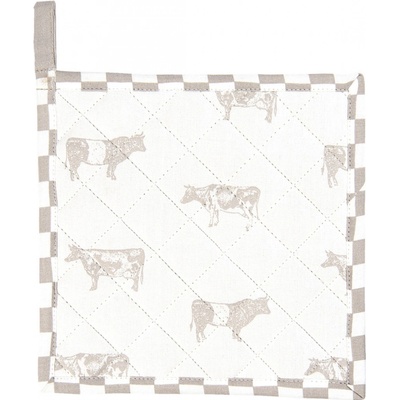 Clayre & Eef bavlnená podložka / Chňapka s béžovým potlačou Life with Cows 20 x 20 cm