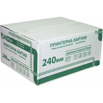 SMARTLINE Безконечна принтерна хартия, 240/11/1 mm, еднопластова, бяла (OK13550)