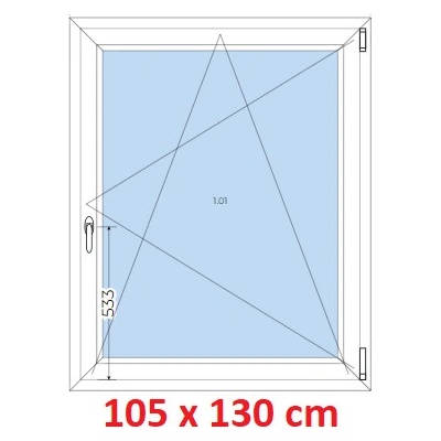 Soft Plastové okno 1050 x 1300 mm otevíravé a sklopné Bílá