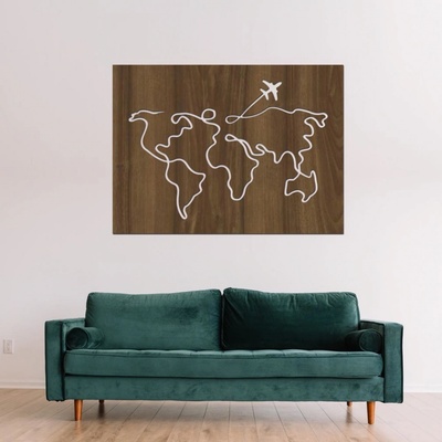 dřevo života Dřevěná mapa světa CESTA Zvolte barvu dekoru: Ořech, Velikost map: 60x44