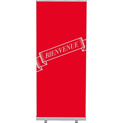 Jansen Display Set Roll-baneru Budget s vytištěným motivem, Přivítání, červený, francouzština, 870 x 2080 mm