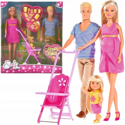 SIMBA DOLL 4x STEFFI Tehotná rodina KEVIN Bobas