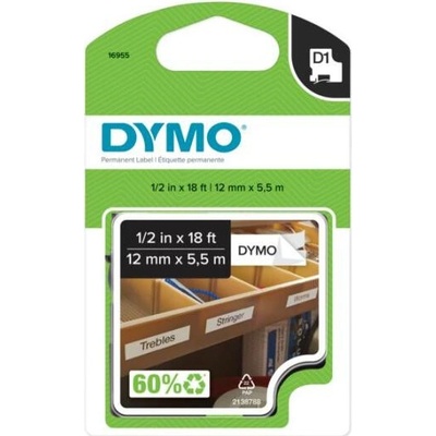 Permanentná vinylová páska Dymo D1 12 mm biela/čierna