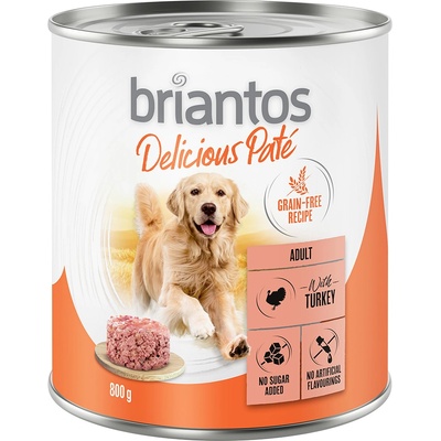 Briantos 6x800г Delicious Paté Briantos, консервирана храна за кучета - пуйка