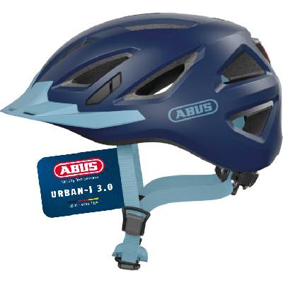 city helmet Urban-I 3.0 - bicycle helmet with rear light, peak and magnetic fastener - for men and women - dark blue, size S - 86878