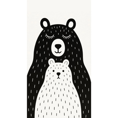 Vitaus Черно-бял детски килим подходящ за пране 100x160 cm Bear Family v2 - Vitaus (KRN-KID-2024-100x160)