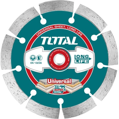 TOTAL TAC2111253 Kotouč diamantový řezný, segmenový, suché i mokré řezání, 125x22,2mm