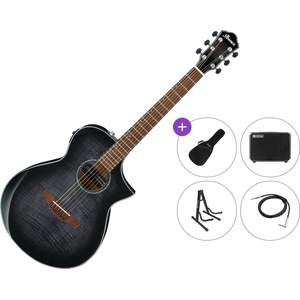 Ibanez AEWC400-TKS Premium SET Transparent Black Sunburst Електро-акустична китара Джъмбо