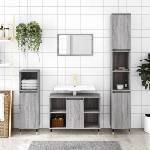 vidaXL Комплект мебели за баня от 3 части сив сонома инженерно дърво (3190297)