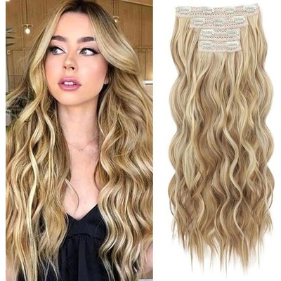 REECHO Clip in prodlužování vlasů, 4 ks blond prodlužování vlasů Clip in prodlužování vlasů 60 cm