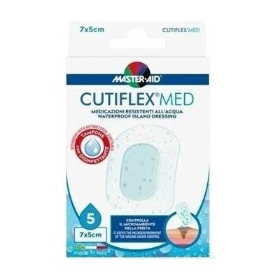 Master Aid Cutiflex Med Transparentní sterilní voděodolné krytí na rány 7x5cm 5 ks
