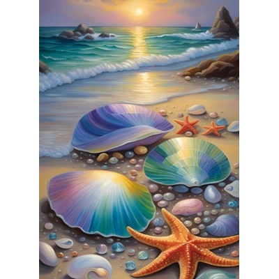 NORIMPEX Diamantové maľovanie Mušle a hviezdice 30 x 40 cm