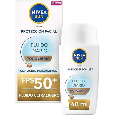 Nivea Sun Daily Fluid SPF50 Medium Tone 40ml Facial Sunscreen - Clear