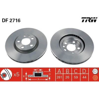 Brzdový kotúč TRW DF2716