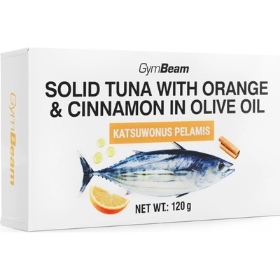 GymBeam Tuniak v olivovom oleji s pomarančom a škoricou 120 g