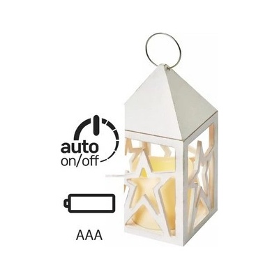 EMOS LED dekorácia lampáš antik biely blikajúci 3x AAA vnútorné vintage časovač