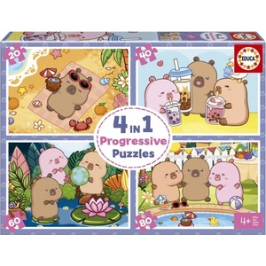 Educa Прогресивен пъзел Educa 4 в 1 - Весели капибари (EDU20486) - baby