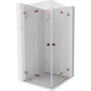 Mexen Lunar-F Duo сгъваема душ кабина 85 x 85 см, прозрачна, розово злато - 836-085L-085P-60-00 (836-085L-085P-60-00)