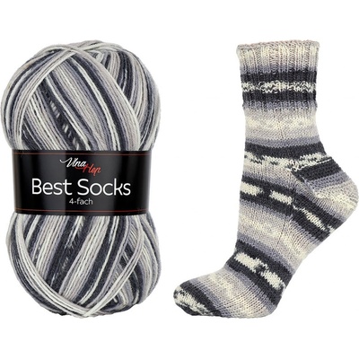 Pletací / háčkovací příze Vlna-Hep BEST SOCKS 4-fach 7073 šedá, vzorovaná, ponožková, 100g/420m