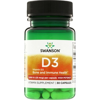 Swanson Vitamín D3 1000 IU 30 kapsúl