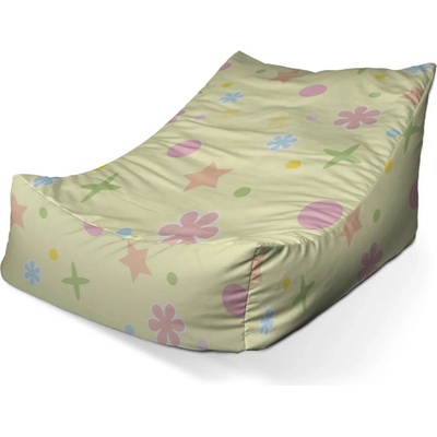Sablio Sedací vak Lounge Kvetiny na žltej 80 x 95 x 50 cm