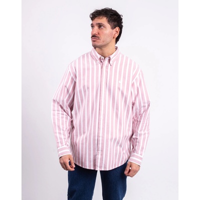 Carhartt WIP Deven pruhovaná košile dlouhý rukáv Oxide red
