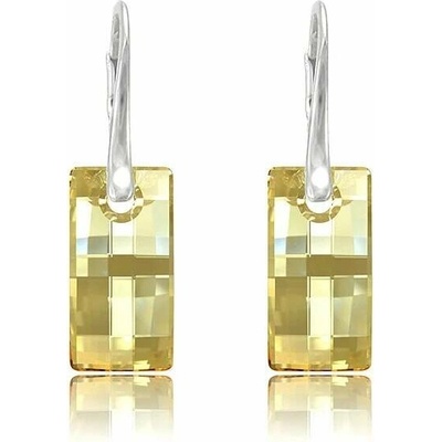 Swarovski Elements Queen Baguette krystal 25 mm Stříbrné náušnice visací bílé obdélníky 31278.1