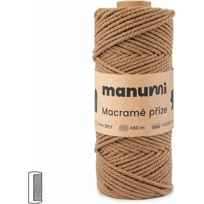 Manumi Macramé priadza stáčaná 3PLY 3mm svetlo hnedá - 1 ks