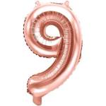 Party Deco Фолиев Балон Цифра, Розово Злато, 35см - 9 (fb10m-9-019r)