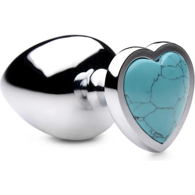 Booty Sparks Gemstones Turquoise Heart Anal Plug Large
