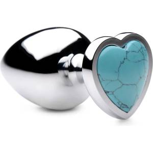 Booty Sparks Gemstones Turquoise Heart Anal Plug Large