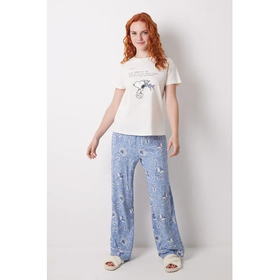 Women'Secret Памучно горнище на пижама с къси ръкави women'secret в бежово от памук 3279684 (3279684)