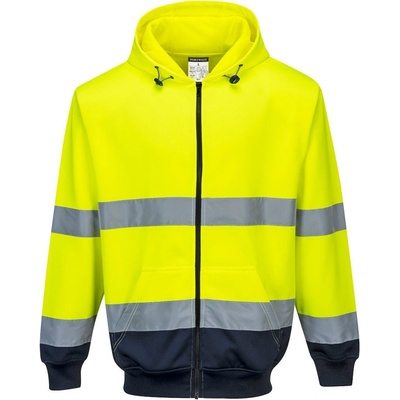 PortWest mikina na zip B317 dvoubarevná reflexivní Žluto-navy
