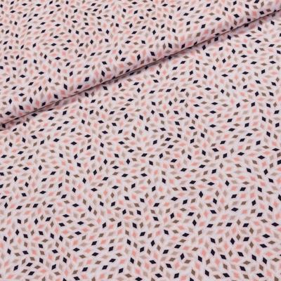 Polyesterový úplet J-2101/2 lososové a béžové střípky, š.150cm (látka v metráži)