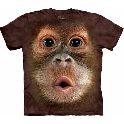 The Mountain pánske batikované tričko Mláďa orangutana hnedé