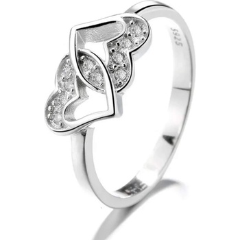 Silenti Jewelry Сребърен пръстен "Две Сърца" - 10 - 62 мм (19.7мм диам. )