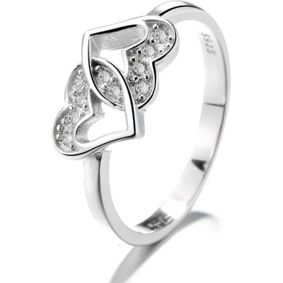 Silenti Jewelry Сребърен пръстен "Две Сърца" - 10 - 62 мм (19.7мм диам. )