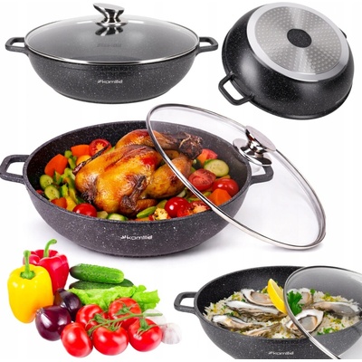 Kamille Hrnec hrnec 5,5 l černý mramorový s poklicí 32 cm
