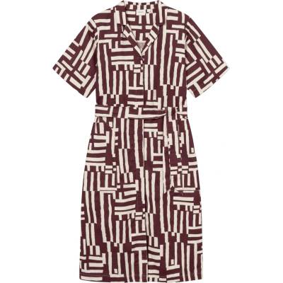 DEDICATED Дамска рокля DEDICATED Women's Shirt Dress Orrefors Dress - S Lines & Sticks Fig Red (134-1072-0414)